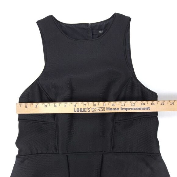 TIBI Simona Wool Jacquard Sleeveless Cut Out Origami Mini Dress 2 Black Minimal - Picture 4 of 9